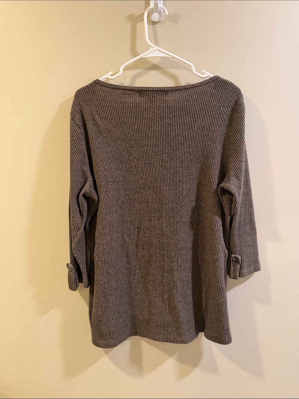 French Laundry Brown Ribbed Button-Front Top - Picture 3 of 5